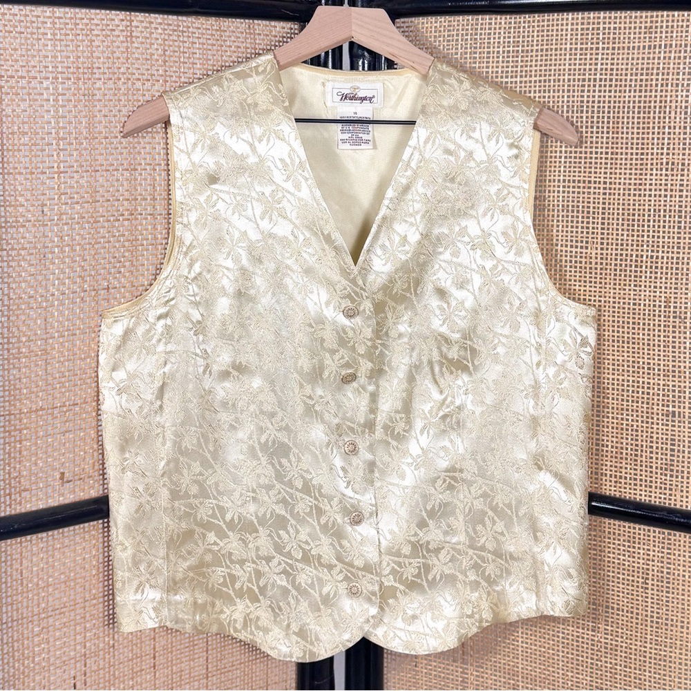 Cream Floral Brocade Vest vintage